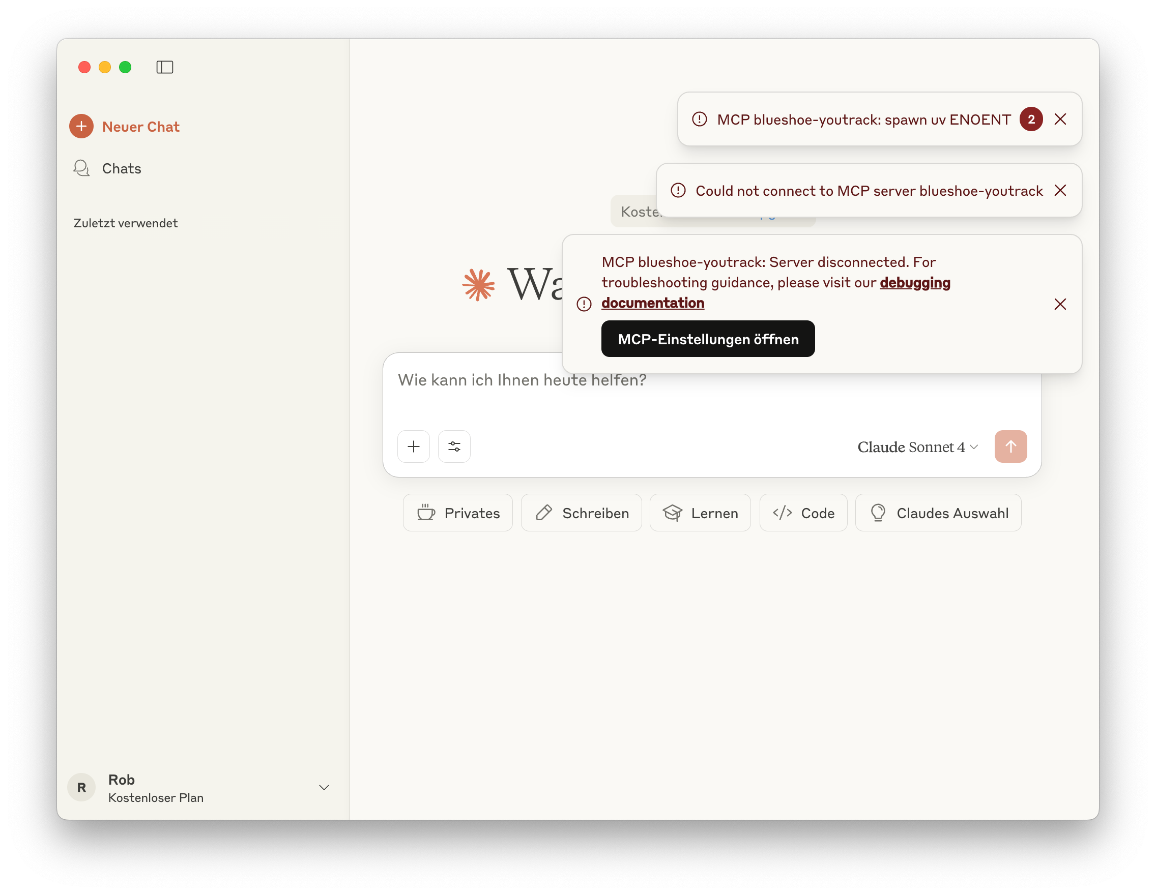 Claude Desktop Error